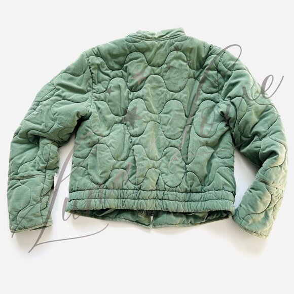 FREE PEOPLE We The Free Aura Liner Quilted Bomber Jacket In Green NWT - Picture 8 of 11